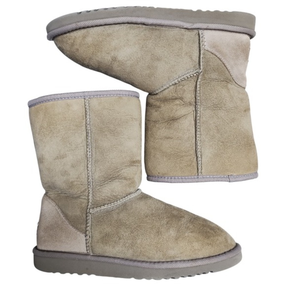 UGG Australia Classic Winter Boots Womens US Size 6 Gray Suede Mid Calf Pull On